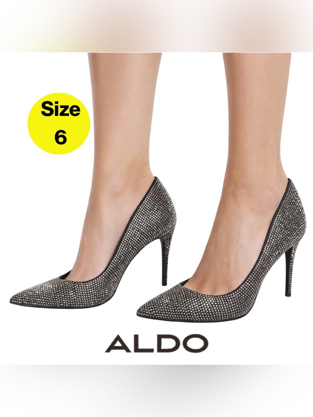 ALDO 💎 Sparkly Black Rhinestone Stiletto Heels (Women’s Size 6)